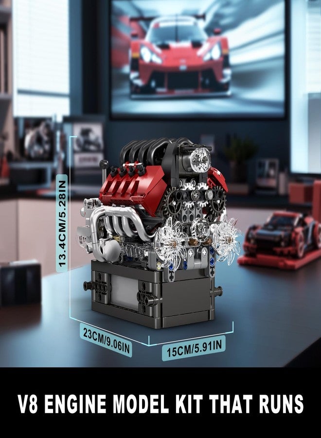 Mould King 10227 V8 Engine Model Kit, 787+Pcs Mini V8 Engine Kits That Runs, Build Your Own Car Model Engine with Gearshift & Motor, Building Blocks for Adults, DIY Construction Engineering Toy - Image 5